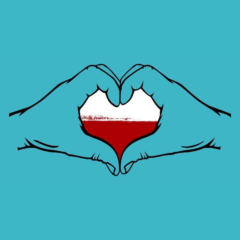 Drapeau de la Pologne en forme de coeur