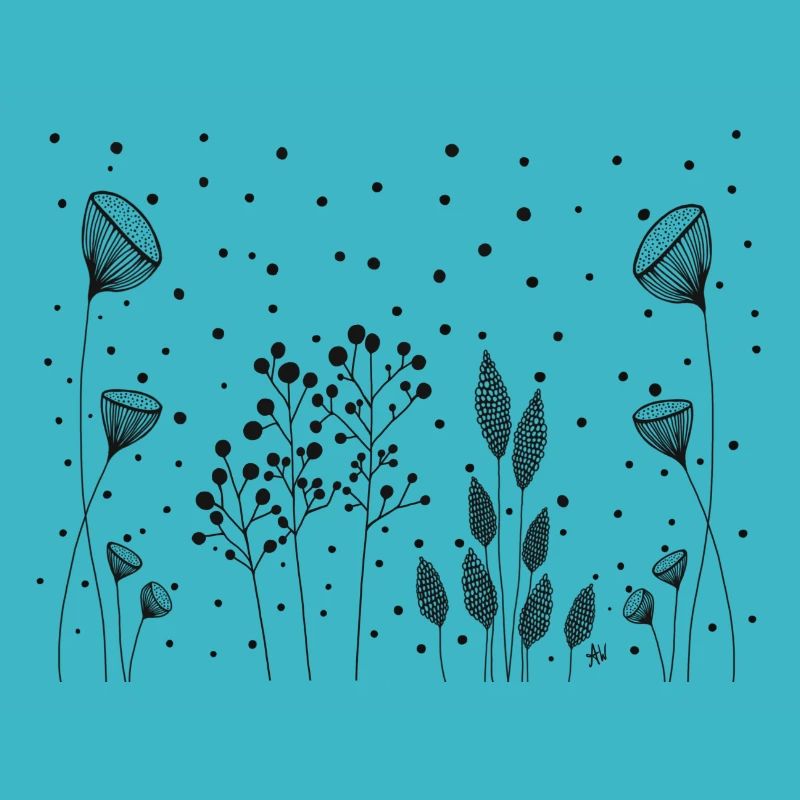 Flowers Drawing Fineline black dots