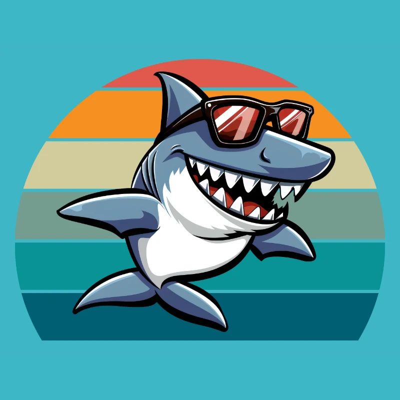 requin rétro drôle plage d’été