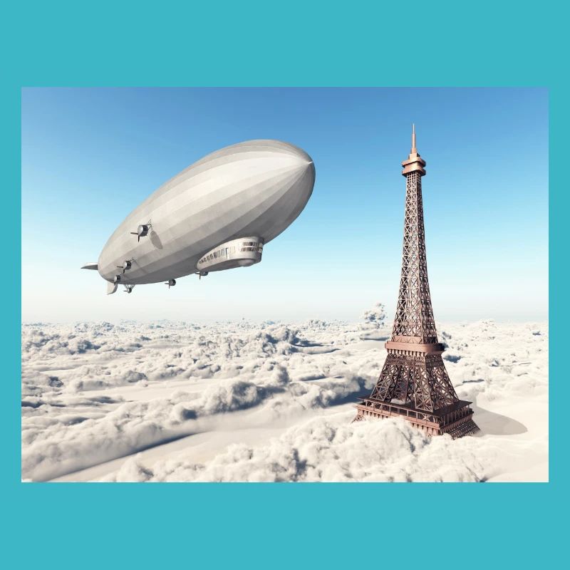 Zeppelin over the Eiffel Tower