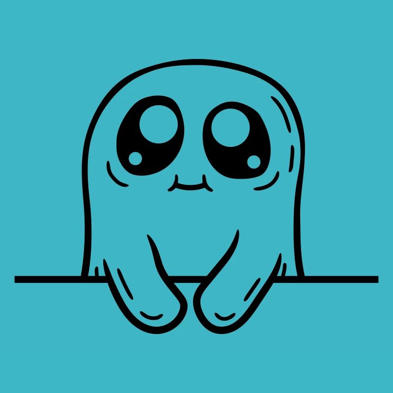 Cartoon Geist hinter Mauer