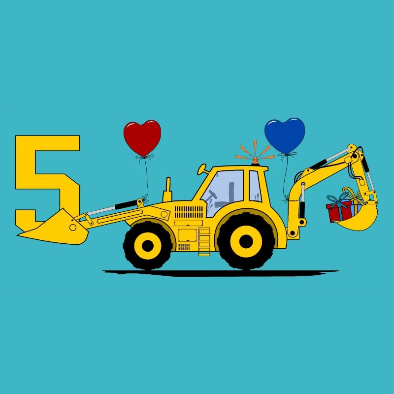5. Geburtstag Bagger Traktor