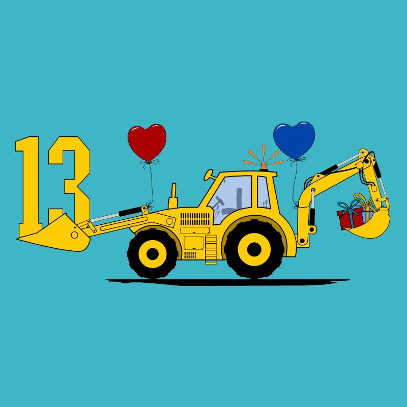 13. Geburtstag Bagger Traktor