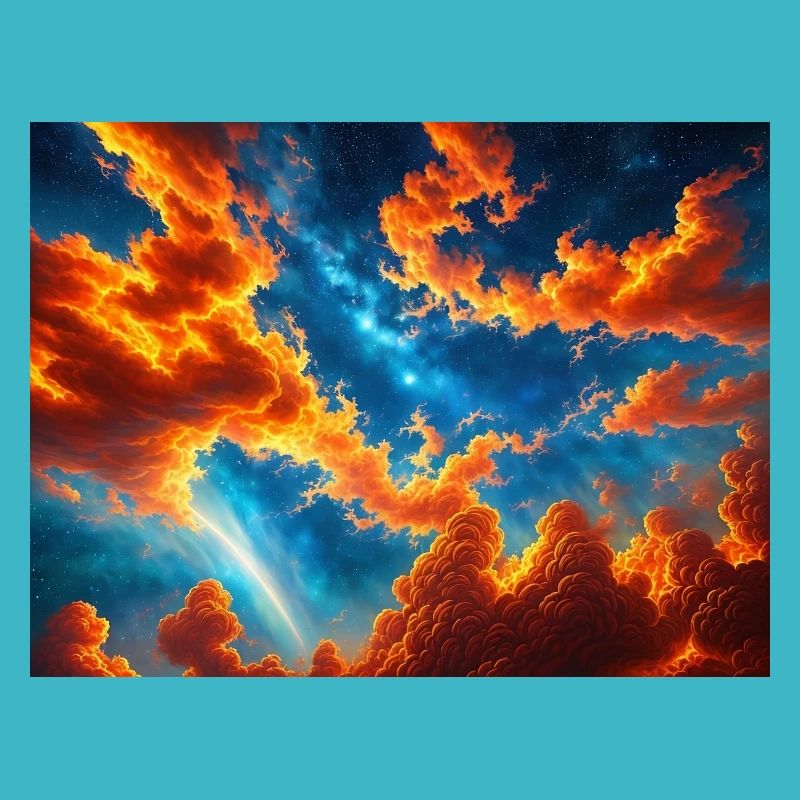 Ciel bleu rouge avec une créature générée par l’IA
