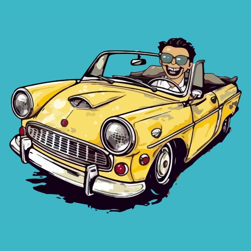 Gérard and his yellow convertible