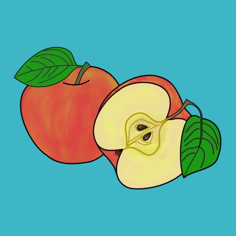 Whole and half apple