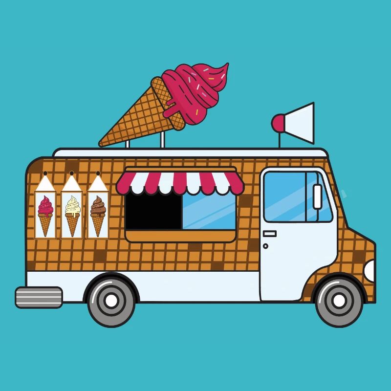 Eiswagen, Eisdiele,Eisverkäufer, Eiskrem, Waffle