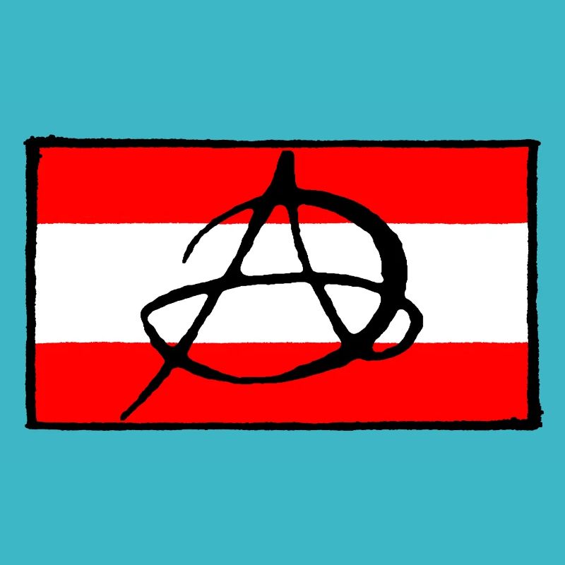 Anarchy icon on red background