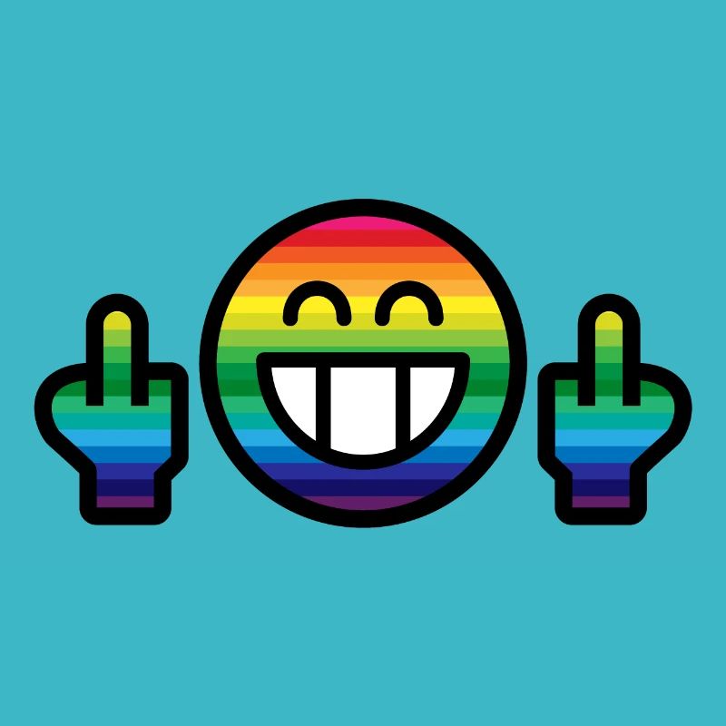 Emoticon Rainbow Grin with Stinkfingers