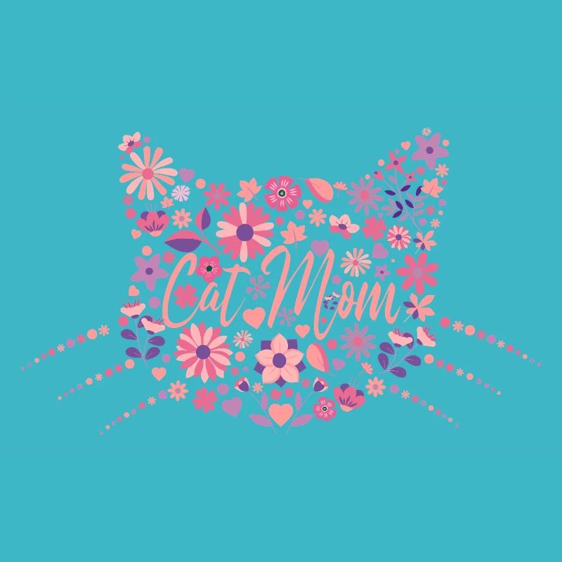 Cat Mom Design Floral Cat Design