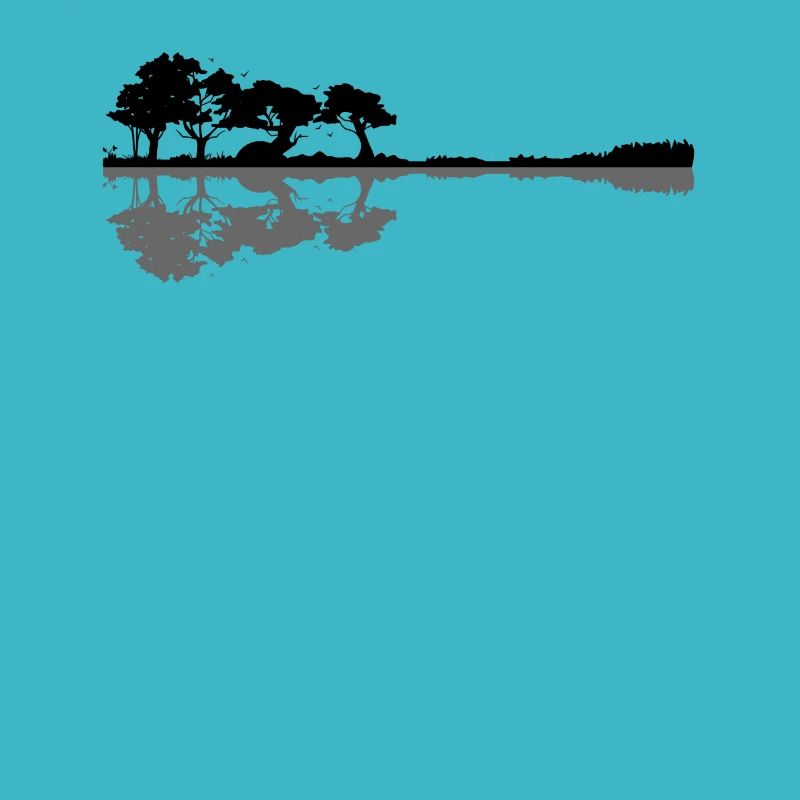 Guitar Lake Shadow Elefant Moonlight Geschenkidee