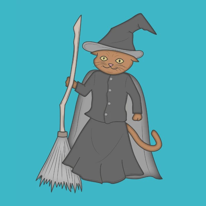 Chat comme sorcière Carnaval Halloween