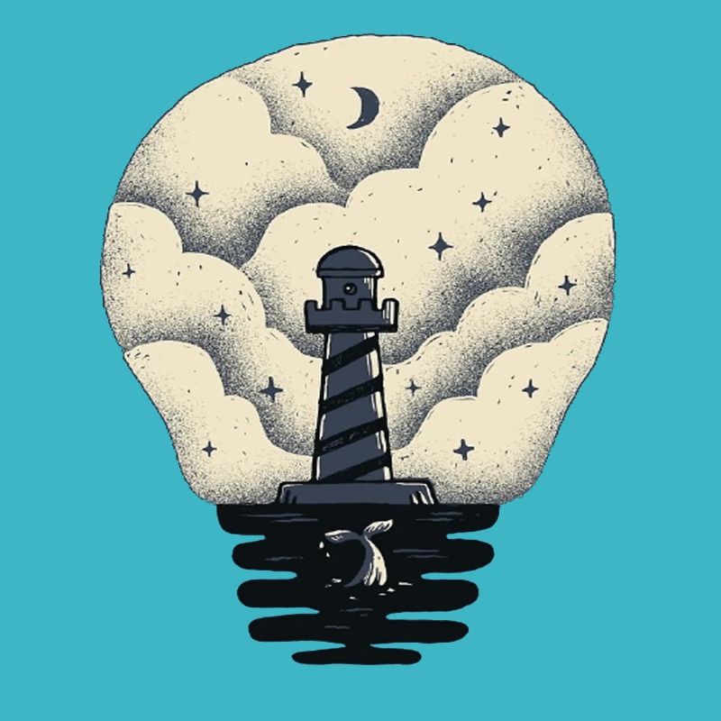 Leuchtturm in einer Glühbirne