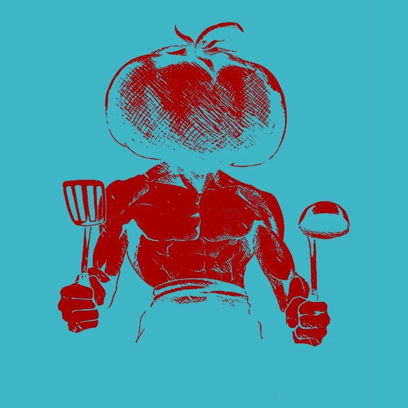 Tomato man cook muscles