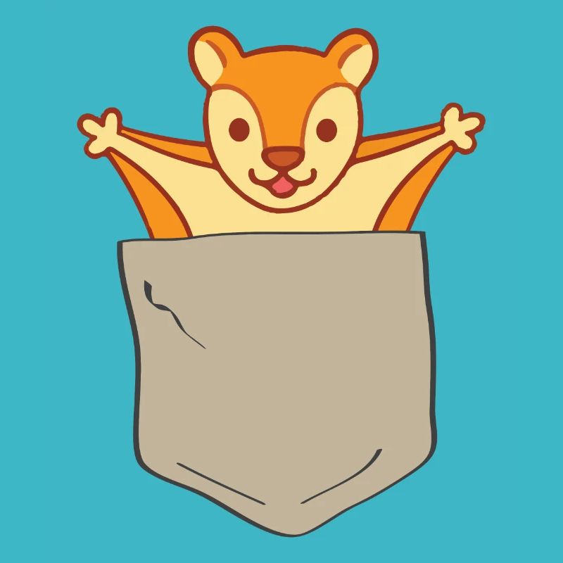 Funny flying squirrel in breast pocket