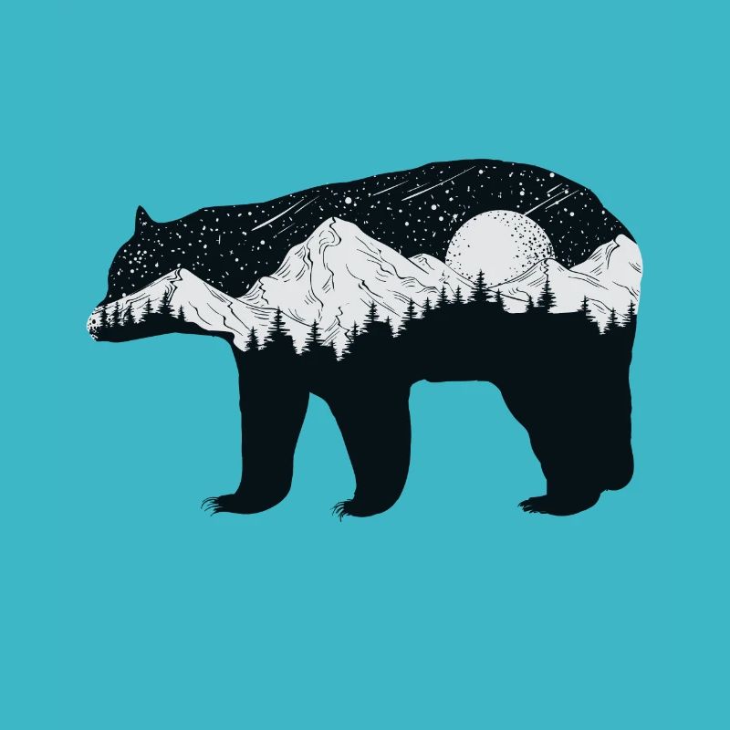 Bear in winter landscape