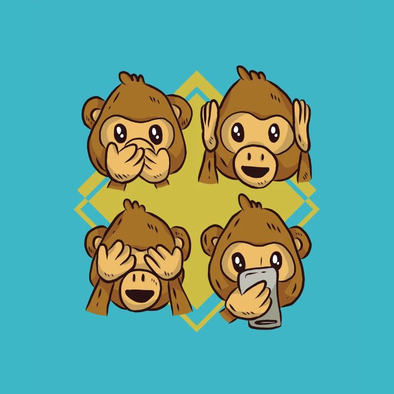 Three Monkeys Emoji Gift Hear Say Watch