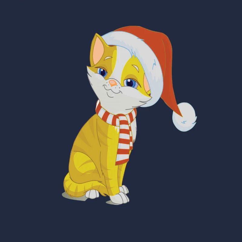 Chat de Noël jaune avec bonnet & écharpe