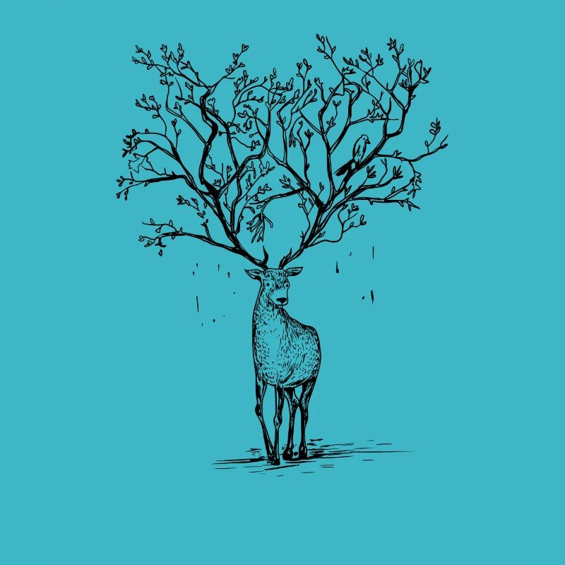 Deer antler tree illustration forest gift