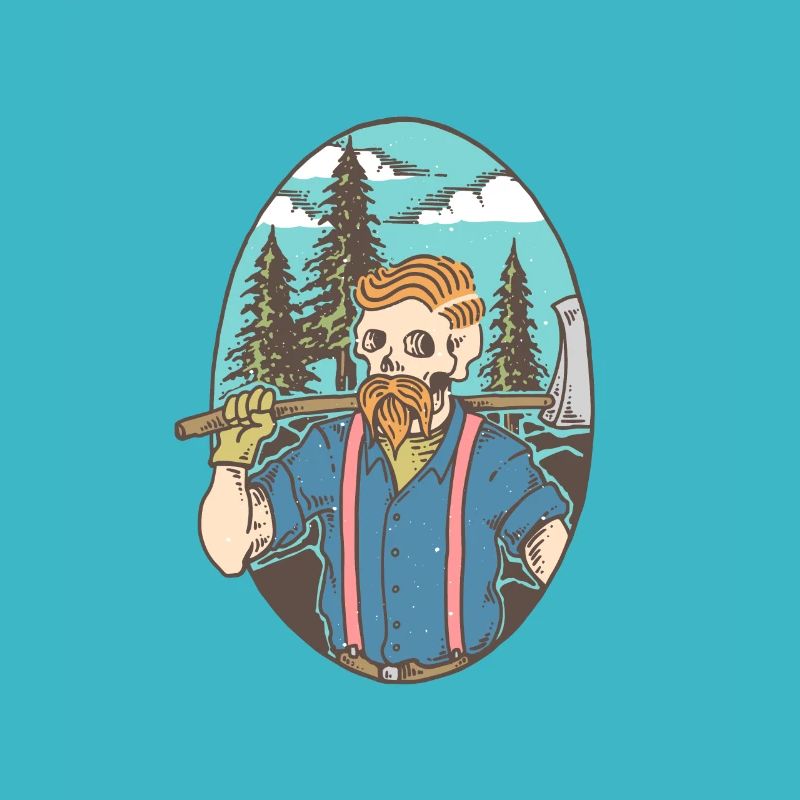 Bärtiger Totenkopf Holzfäller Wald Tshirt