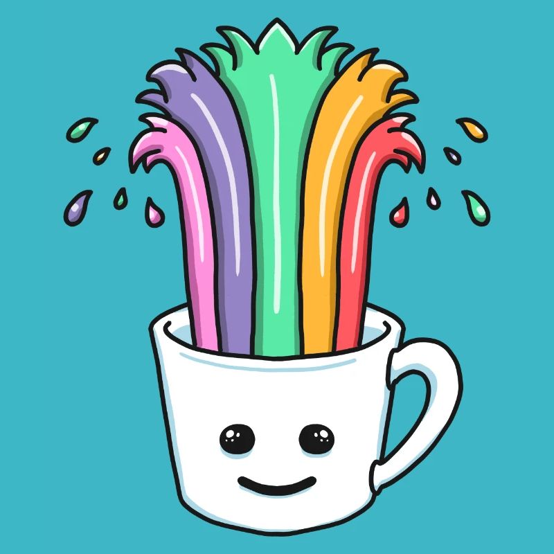 Süße Kaffee-Tasse mit Regenbogen