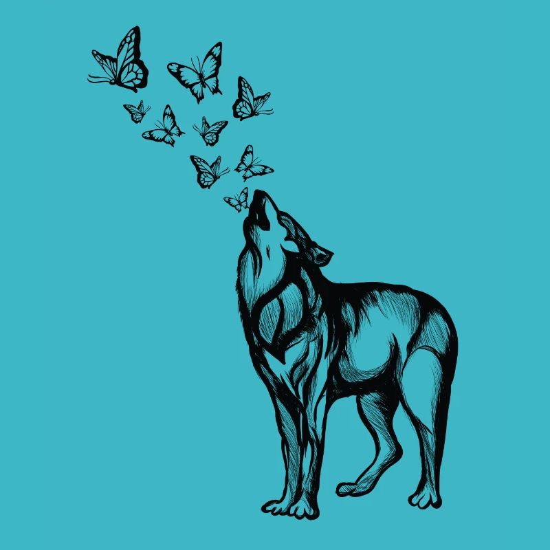 Wolf and butterflies