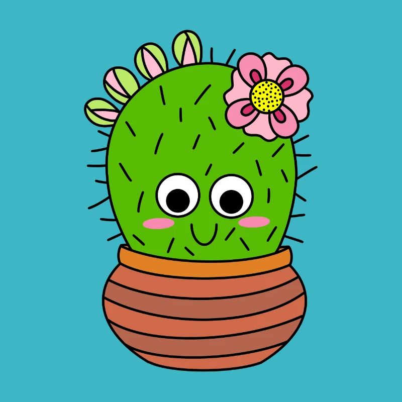 Cactus Chunky Avec Fleur Rose Et Bourgeons