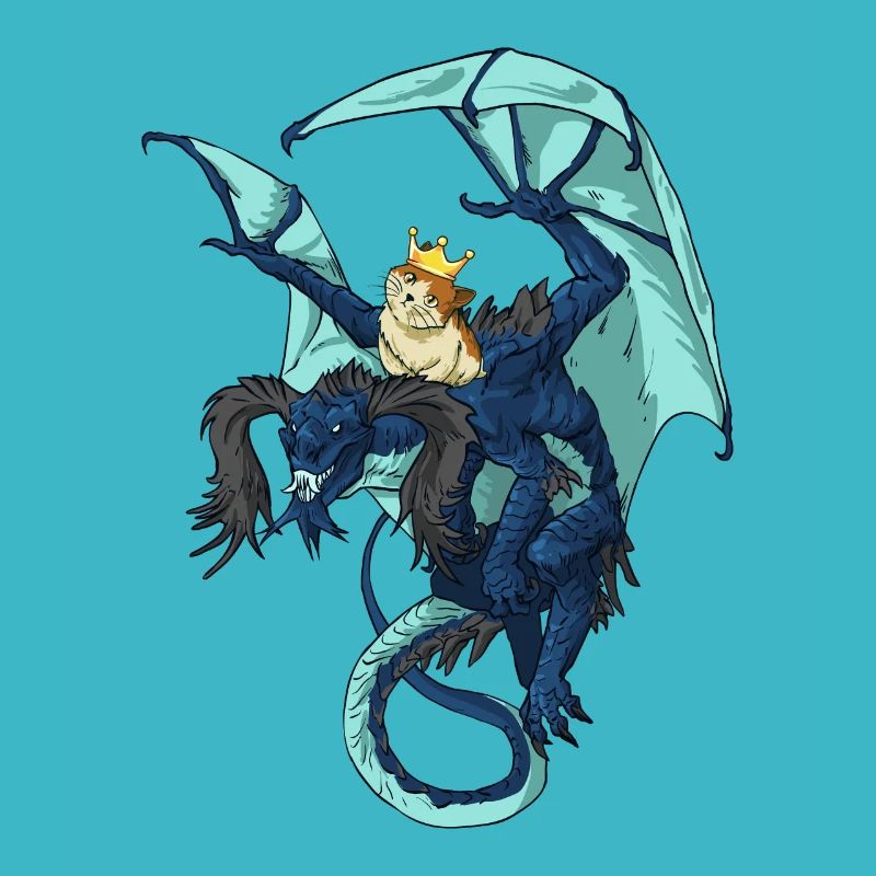 Grand dragon avec roi chat