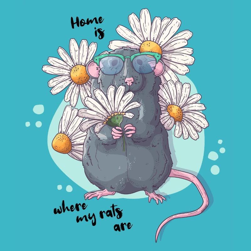 Rat doux avec des fleurs | Énonciation drôle