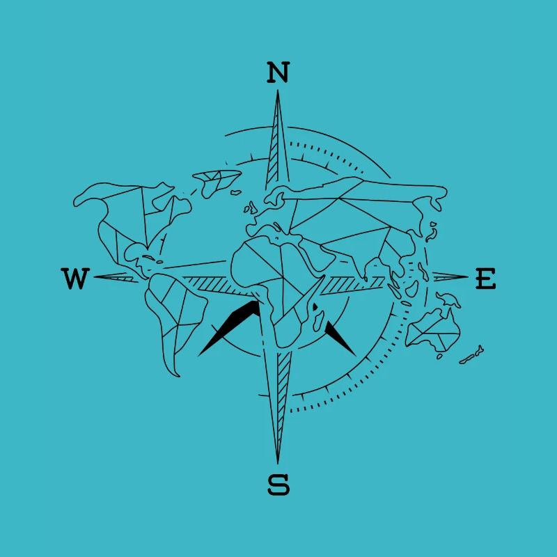 World map compass World map