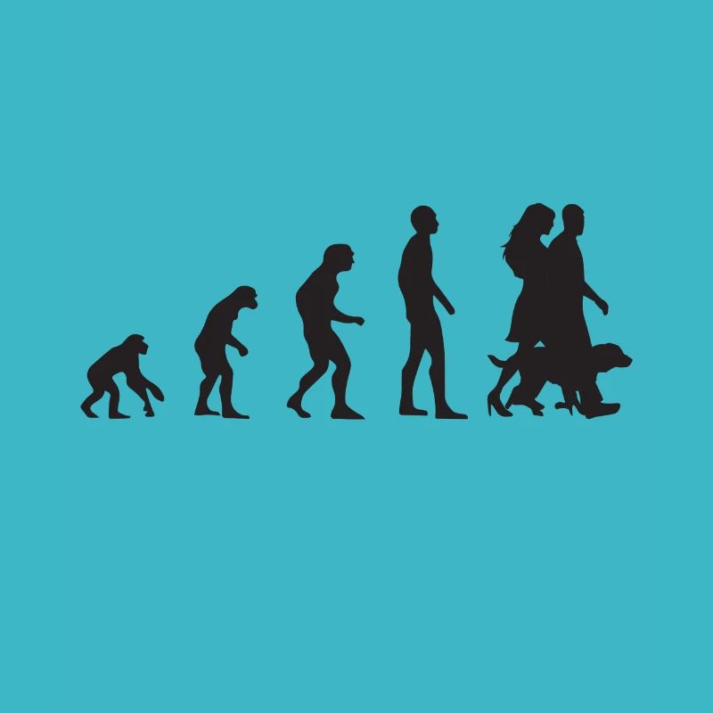 Evolution couple with dog motif in black
