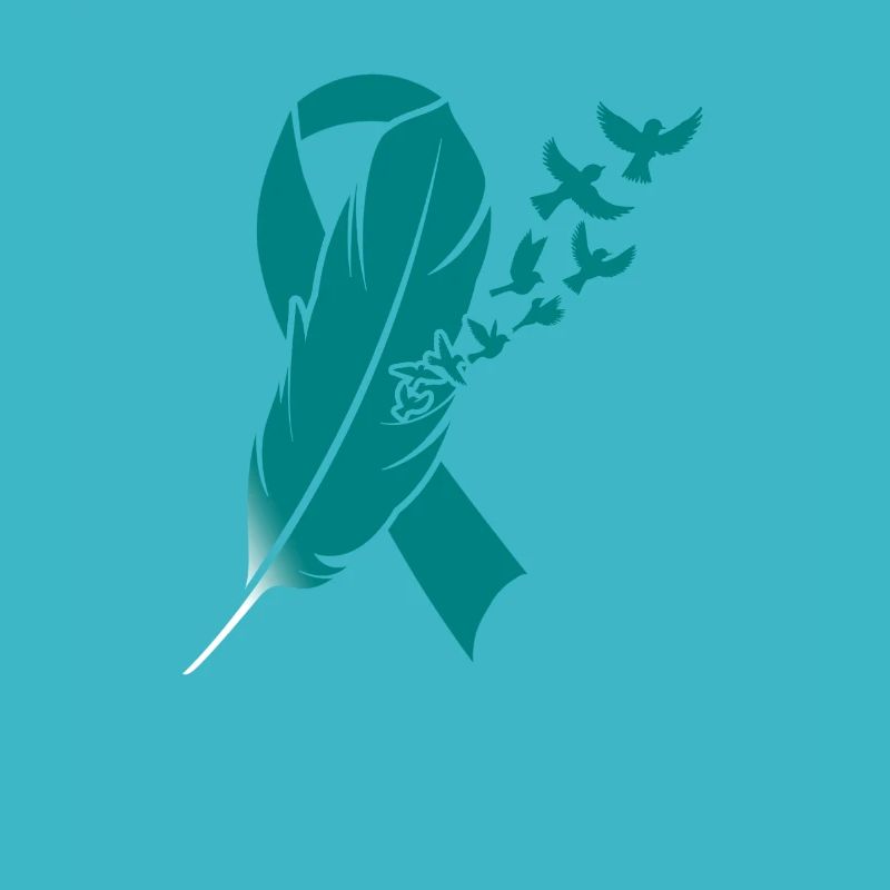 Ruban de sensibilisation au cancer de l'ovaire - bleu sarcelle