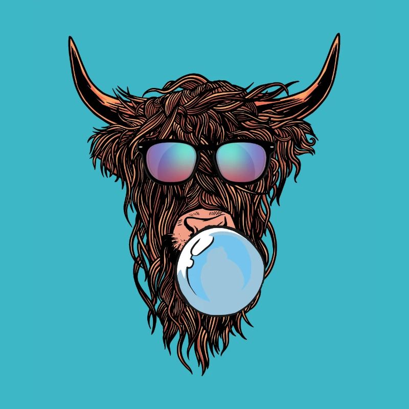 Buffle avec chewing-gum et lunettes de soleil
