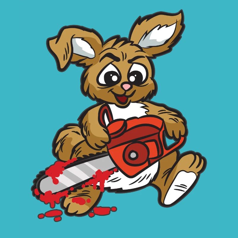 evil rabbit with chainsaw