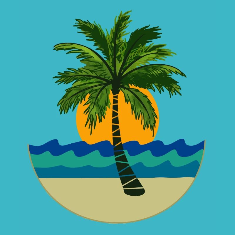 Palm tree, sun, beach