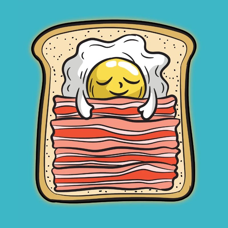 BED AND BREAKFAST Toast Fried Egg Ham Humor