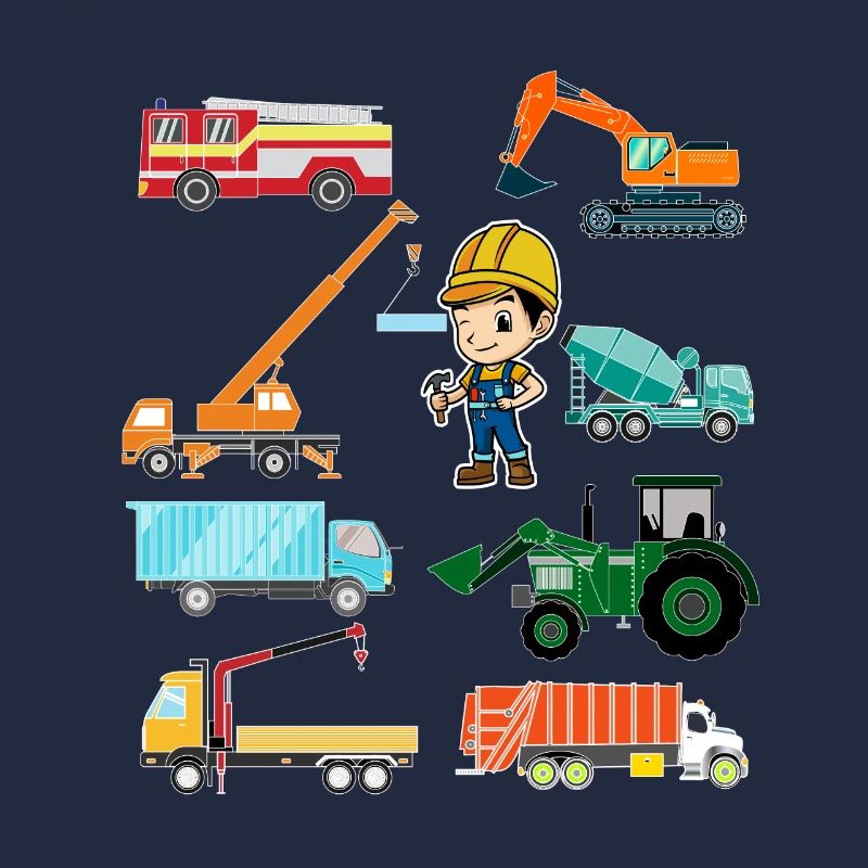 Véhicules de construction pompiers chantiers de construction baggershirt