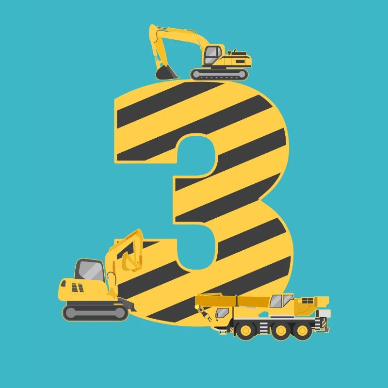 3rd birthday excavator construction site yellow gift