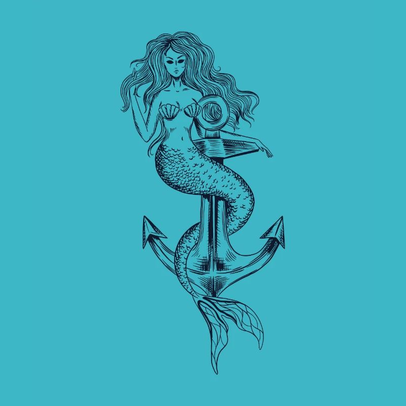 Meerjungfrau mit einem Anker Geschenkidee