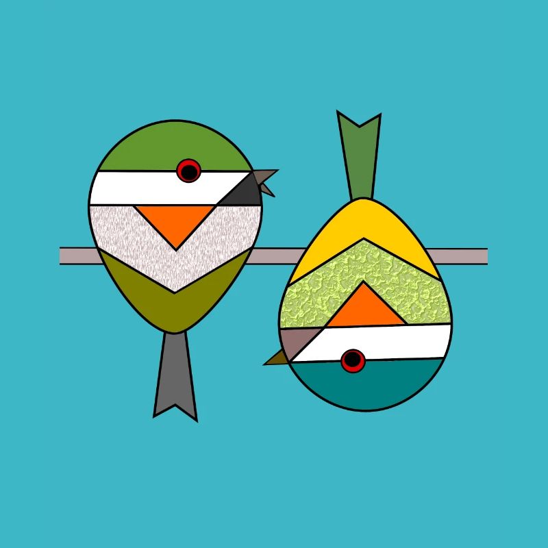 Vogel 2 abstrakte geometrische Spatzen