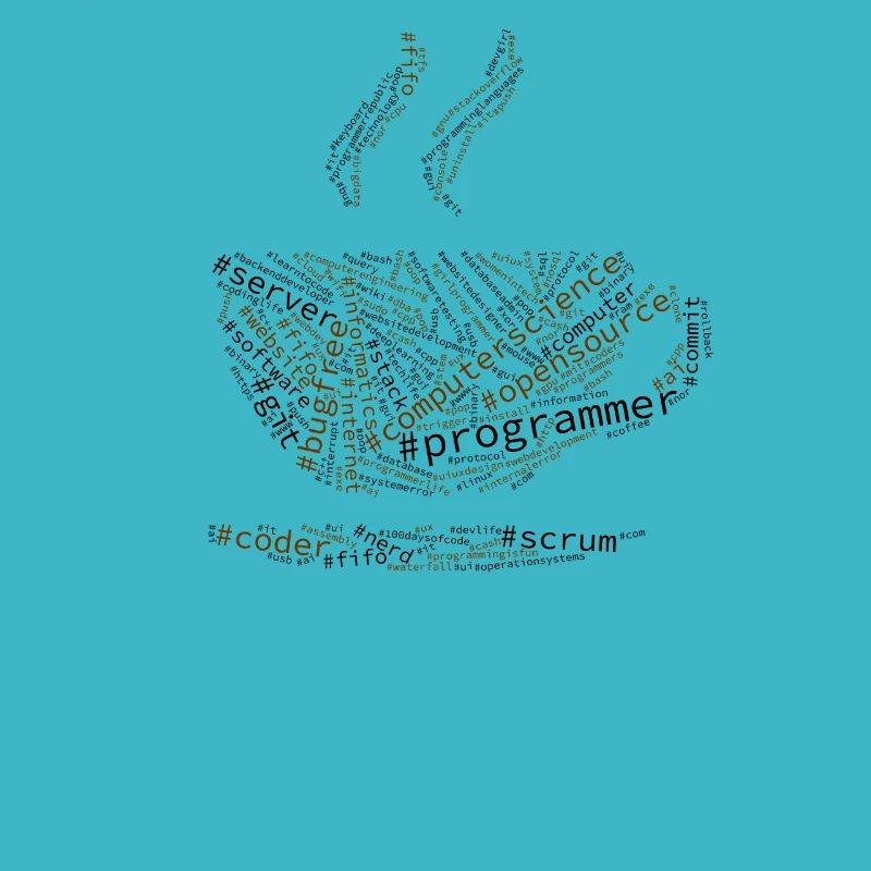 Programmeur Hashtag Wordcloud, café, nuage de mot