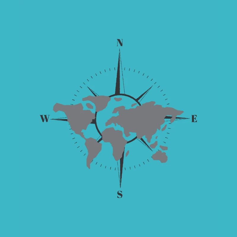 Carte du monde avec boussole