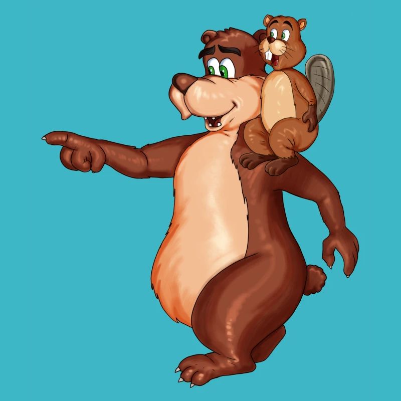 Bear carries beaver on his shoulder