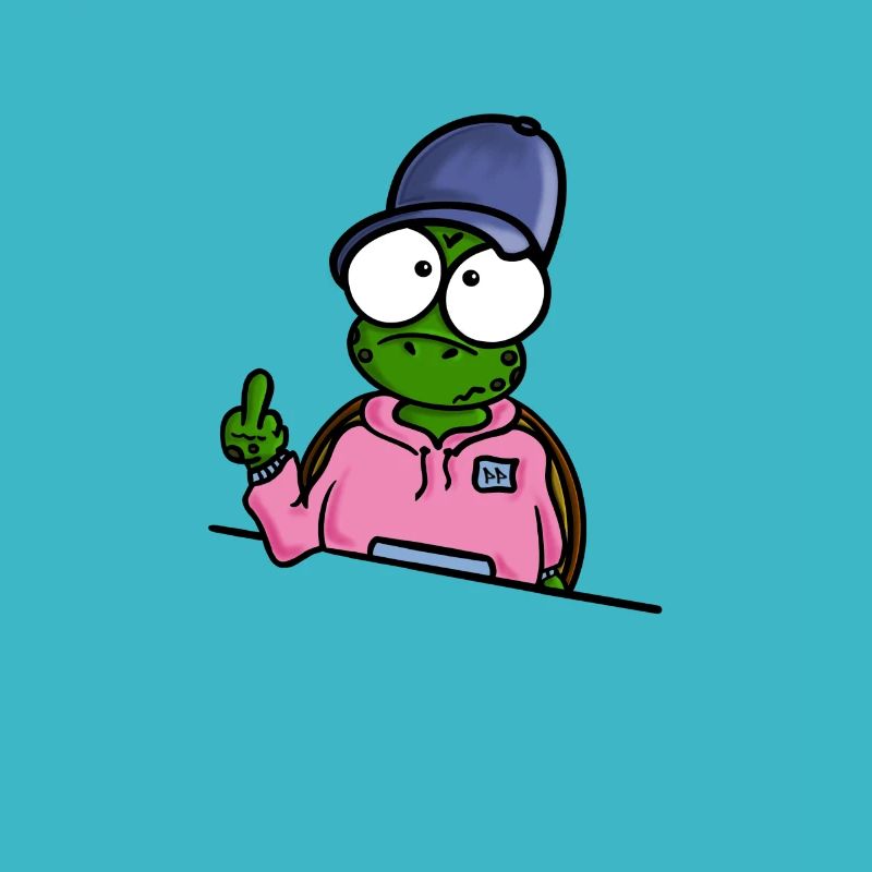 Schildkröte mit Cap Mittelfinger