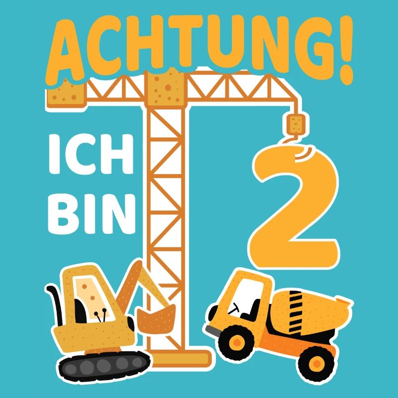 2. Geburtstag Baustelle Bagger Kran Geschenk Junge