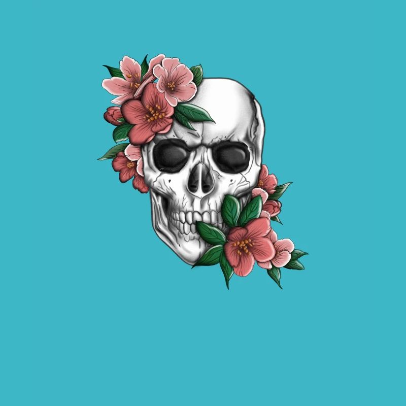 Skull with flowers