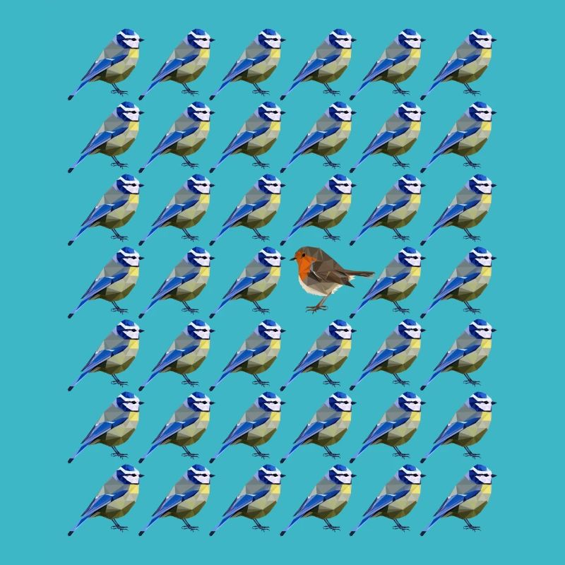 sei anders Blaumeise Rotkehlchen Vogel Muster