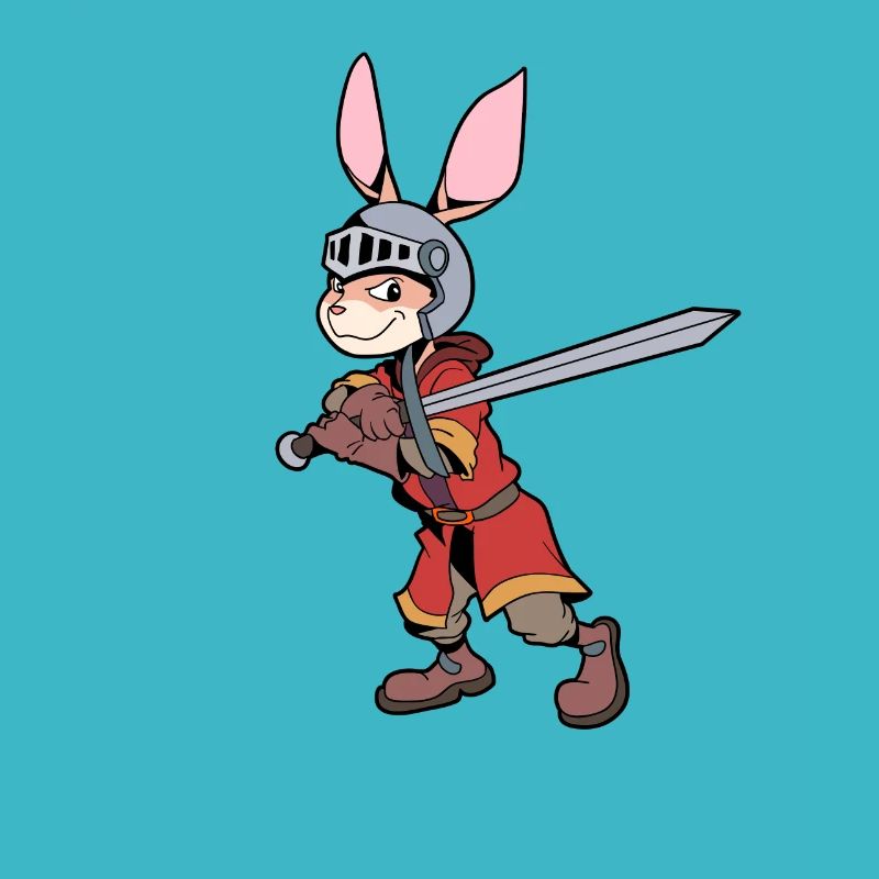 En armure avec épée longue - Lapin