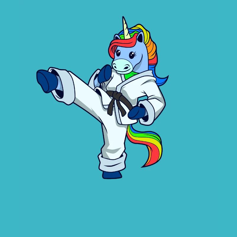 Comic Einhorn macht Karate
