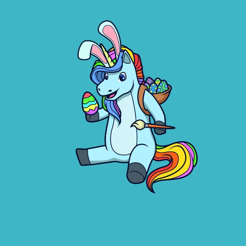 Unicorn paints Easter eggs at Easter - Easter unicorn